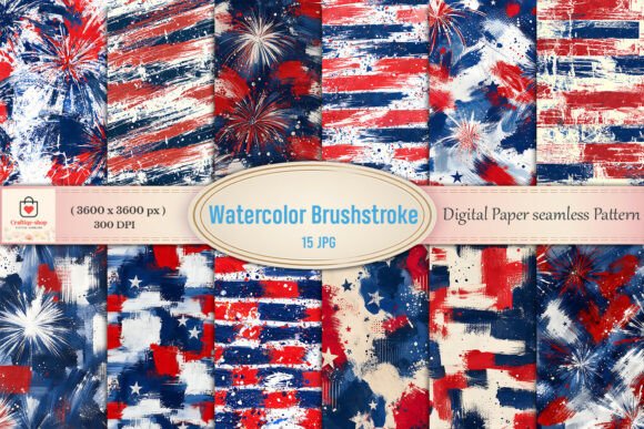 4th of July Watercolor Brushstroke Seaml: A Versatile Design for Patriotic Projects