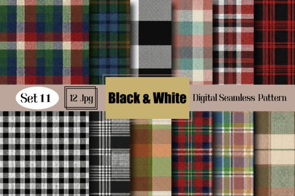Black White Seamless Plaid Pattern