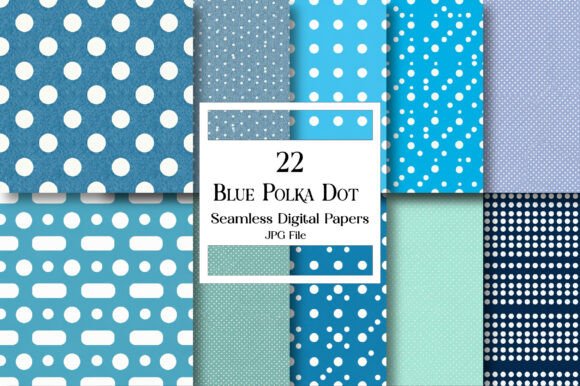 Blue Polka Dot Digital Seamless Pattern