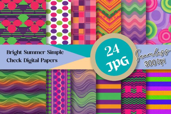 Bright Summer Simple Check Digital Paper