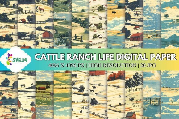 Cattle Ranch Life Digital Paper: A Rural Aesthetic for Creative Projects