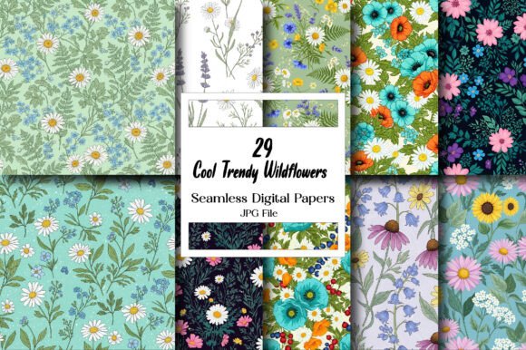 Cool Trendy Wildflowers Seamless Pattern: A Botanical Twist for Modern Design