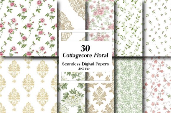 Cottagecore Floral Digital Paper Bundle