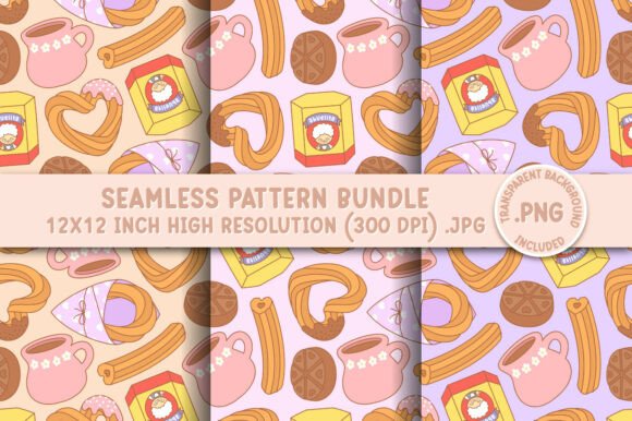 Heart Churros and Chocolate Pattern