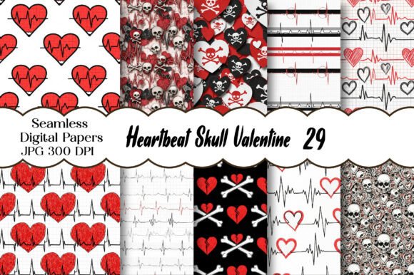 Heartbeat Skull Valentine Digital Paper: A Fusion of Romance and Rebellion