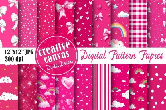 Hot Pink Coquette Digital Paper Bundle