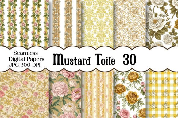 Mustard Toile Digital Paper Pack