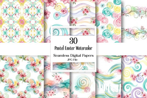 Pastel Easter Watercolor Digital Paper