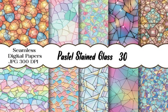 Pastel Stained Glass Digital Paper Pack