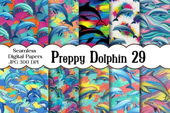 Preppy Dolphin Digital Paper