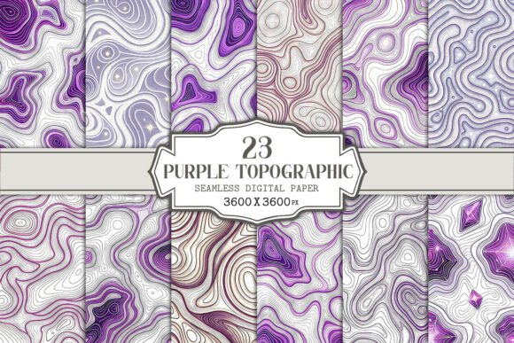 Purple Topographic Seamless Pattern