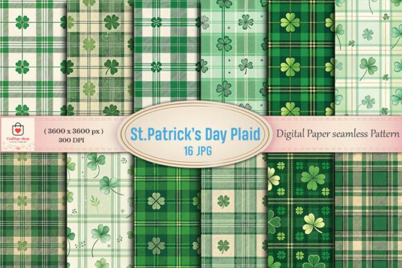 St. Patrick’s Day Plaid Digital Paper for Creative Workflows