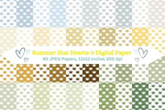 Summer Hue Hearts-3 Digital Paper